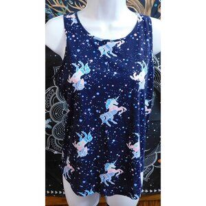 SO Unicorn Print Dark Blue Girls Tank Top